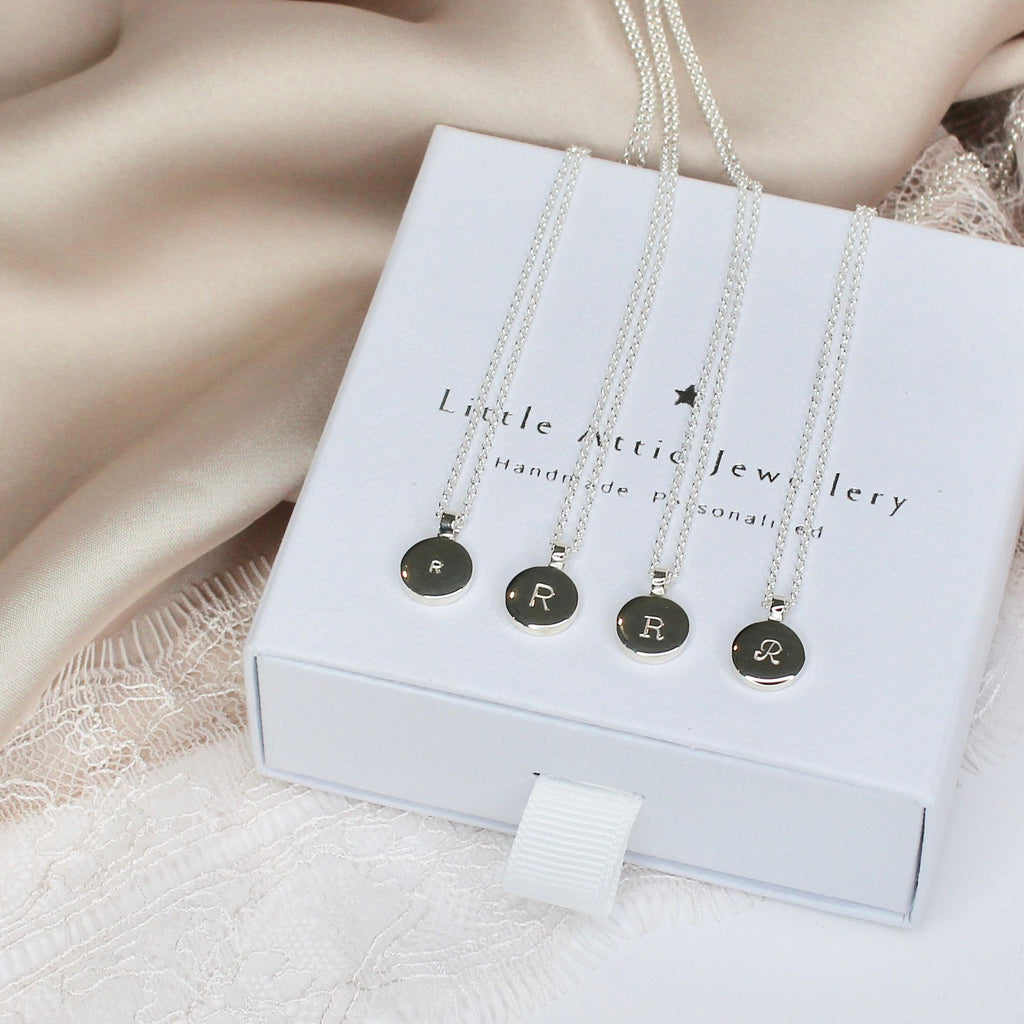 Square Initial Necklace Trio